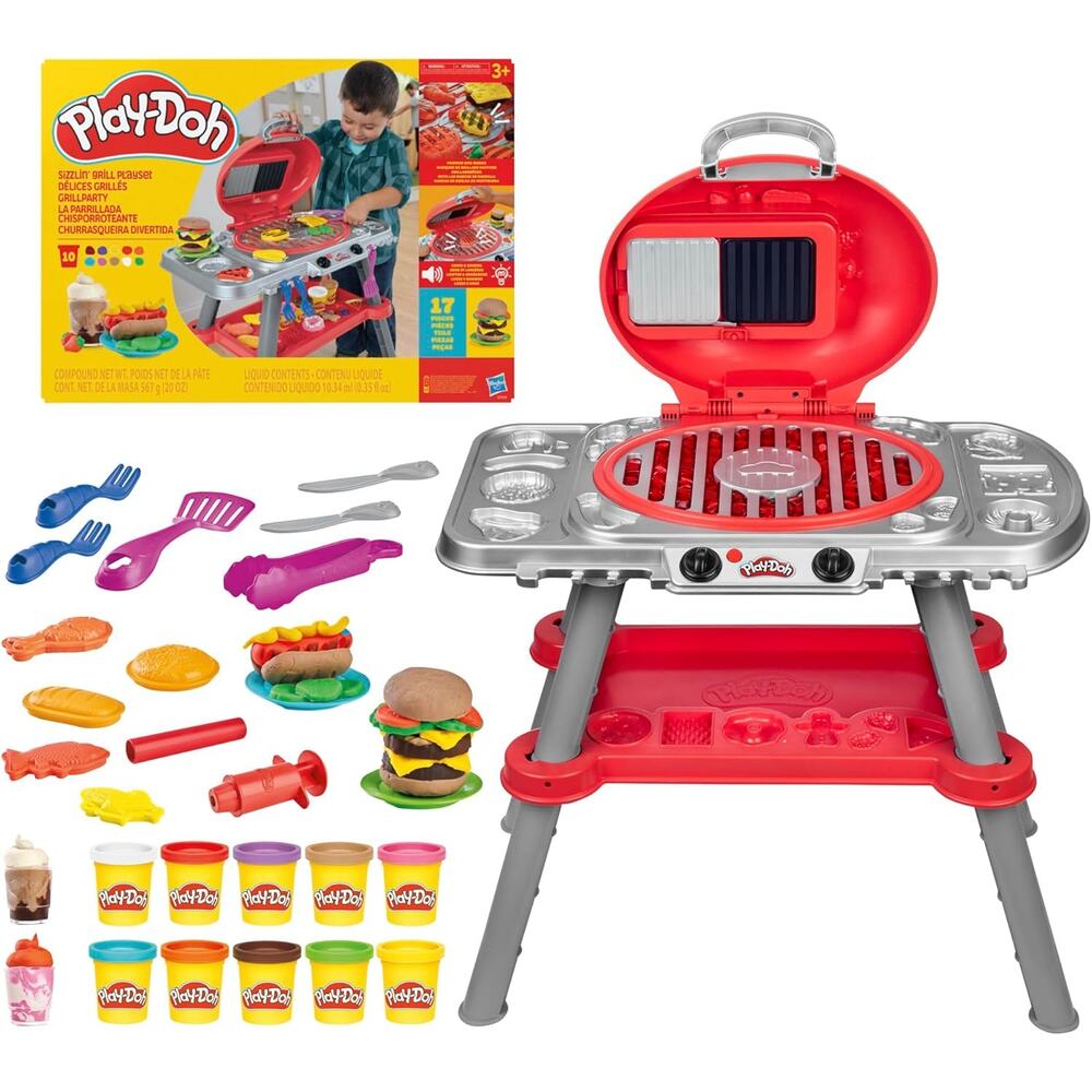 Play-Doh Ultimate Sizzlin' Grill Playset with Lights & Sounds 27 Accessories NWT